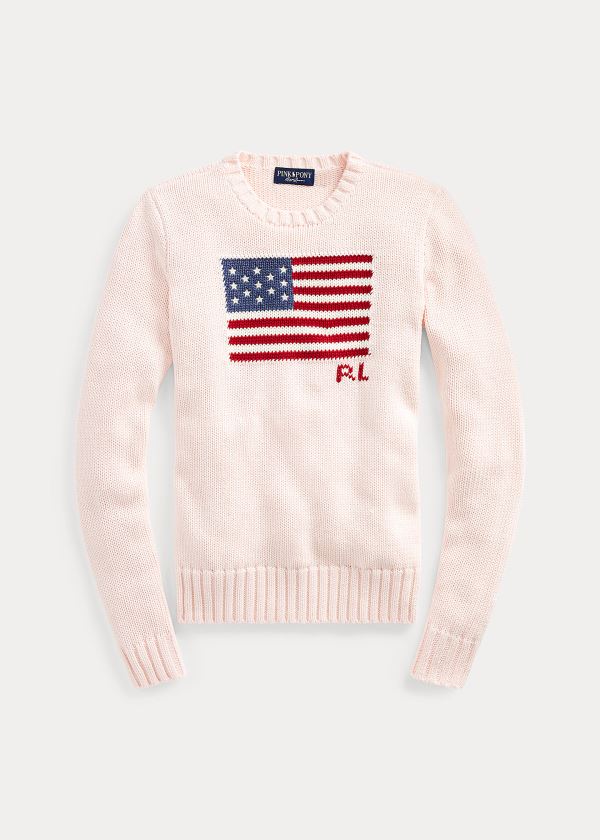 Sueter Ralph Lauren Mujer Rosas - Pink Pony Flag Cotton - ENWZP7094